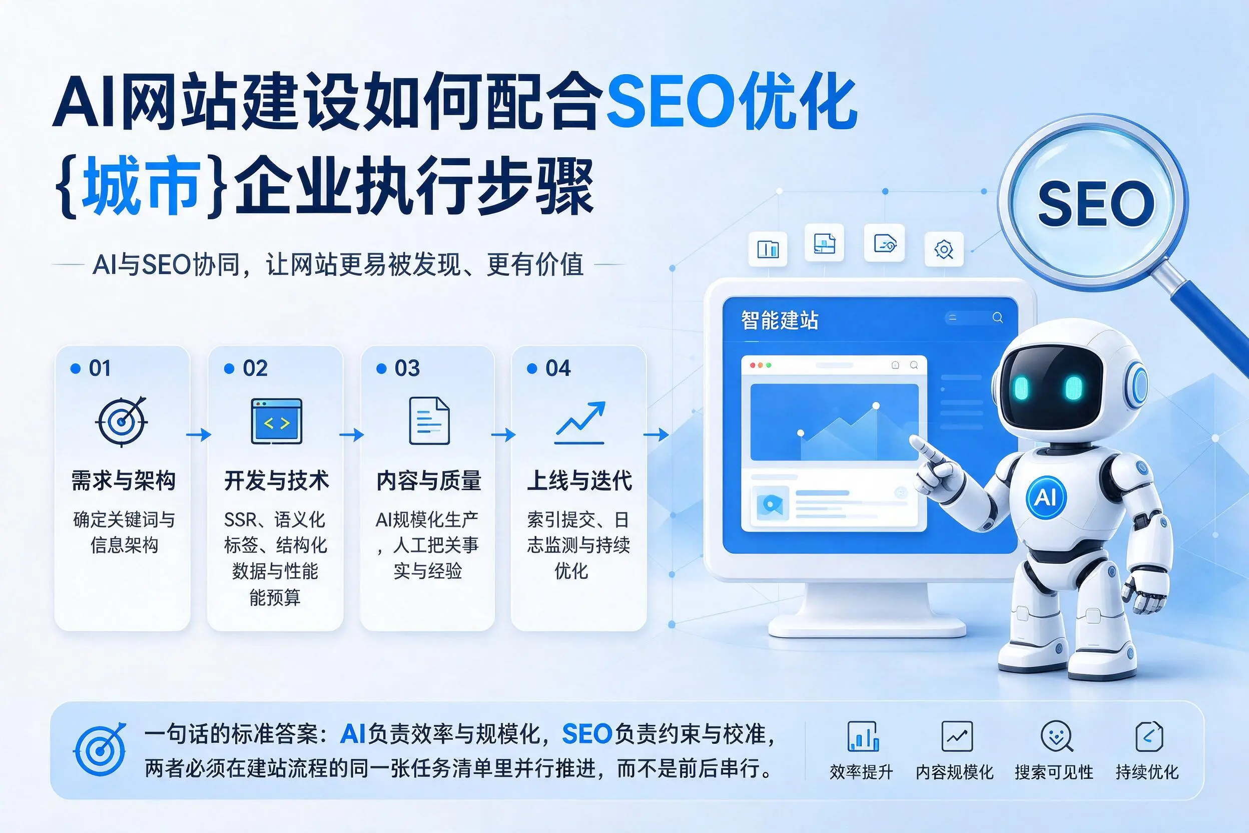 AI网站建设如何配合SEO优化,湖州企业执行步骤