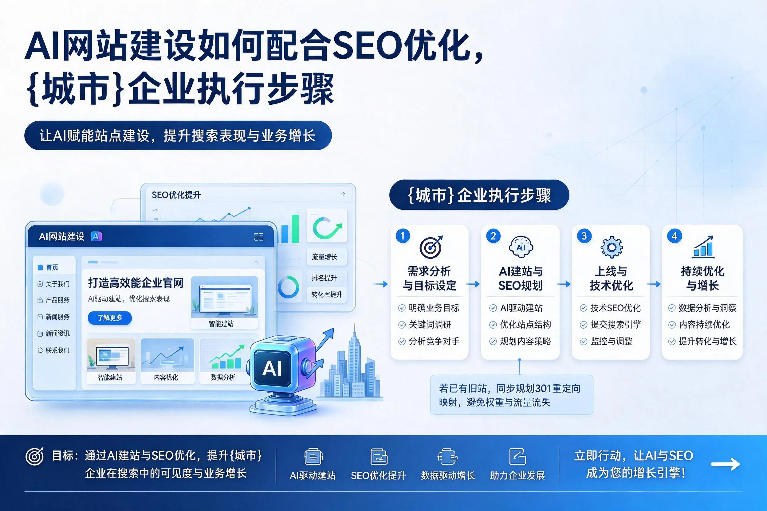 AI网站建设如何配合SEO优化,湖州企业执行步骤