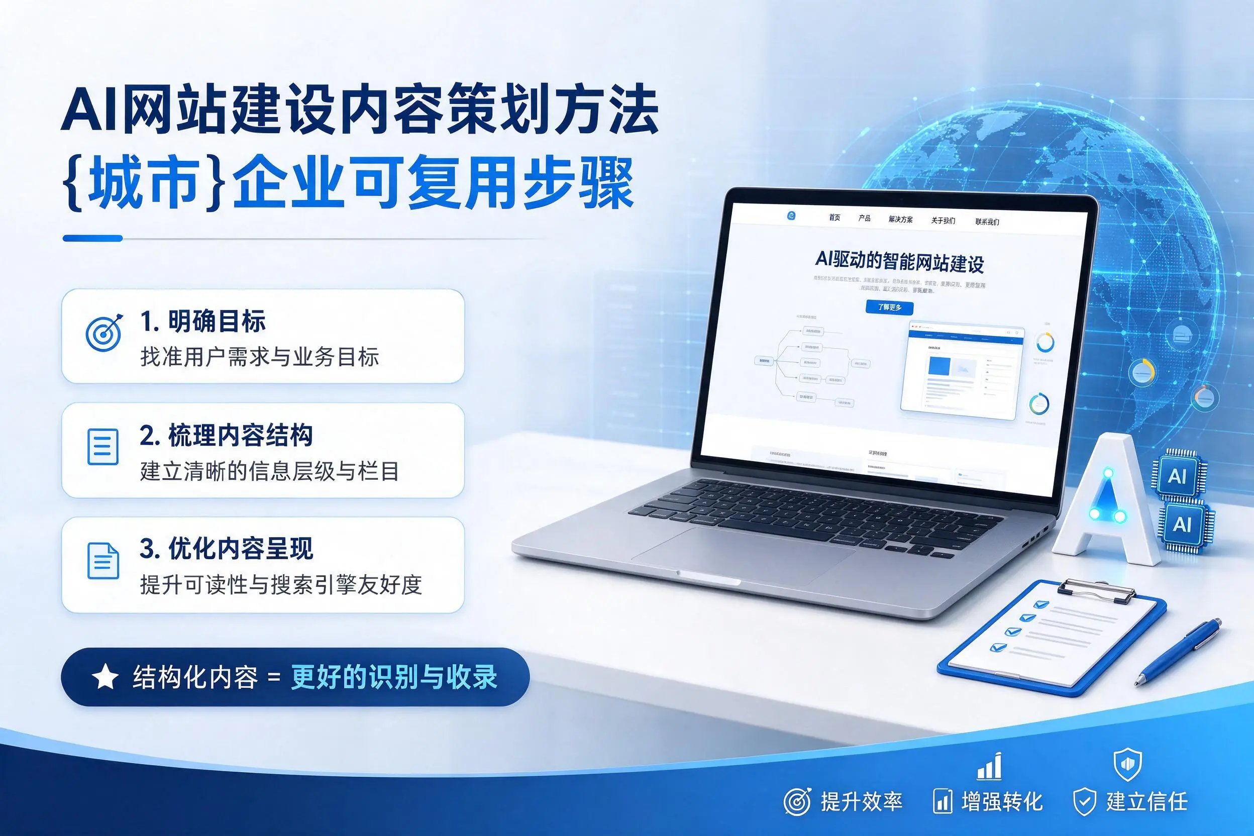 AI网站建设内容策划方法,湖州企业可复用步骤
